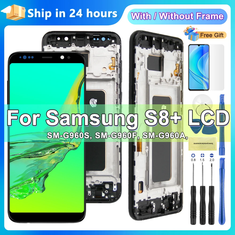 Schermo Tft Per Samsung Galaxy S8 Plus G955 G955F Display Lcd Touch Screen Digitizer Assembly Con Cornice Per Samsung Galaxy S8 +