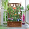 Rustic Wooden Raised Garden Bed Vegetable Planter Grid Box with Climbing Trellis 5