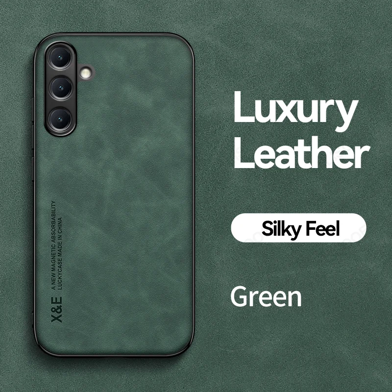 Luxury Leather Magnetic Car Mount Phone Case