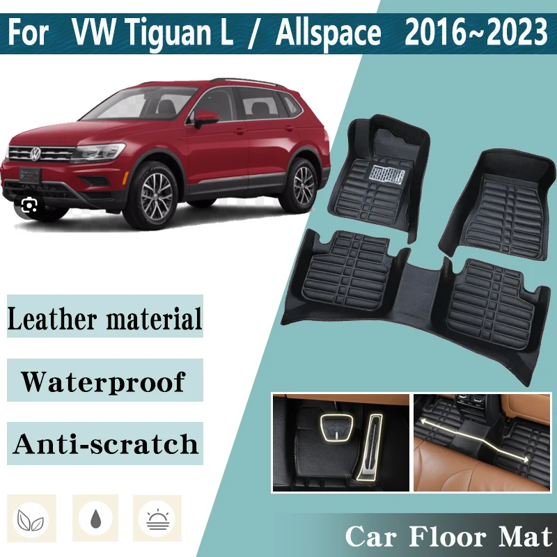 Per Volkswagen Tiguan L Vw Tiguan Allspace 2016 ~ 2023 Mk2 Lhd Piedino In Pelle Impermeabile Fodera Interna Tappetino Accessori Personalizzati