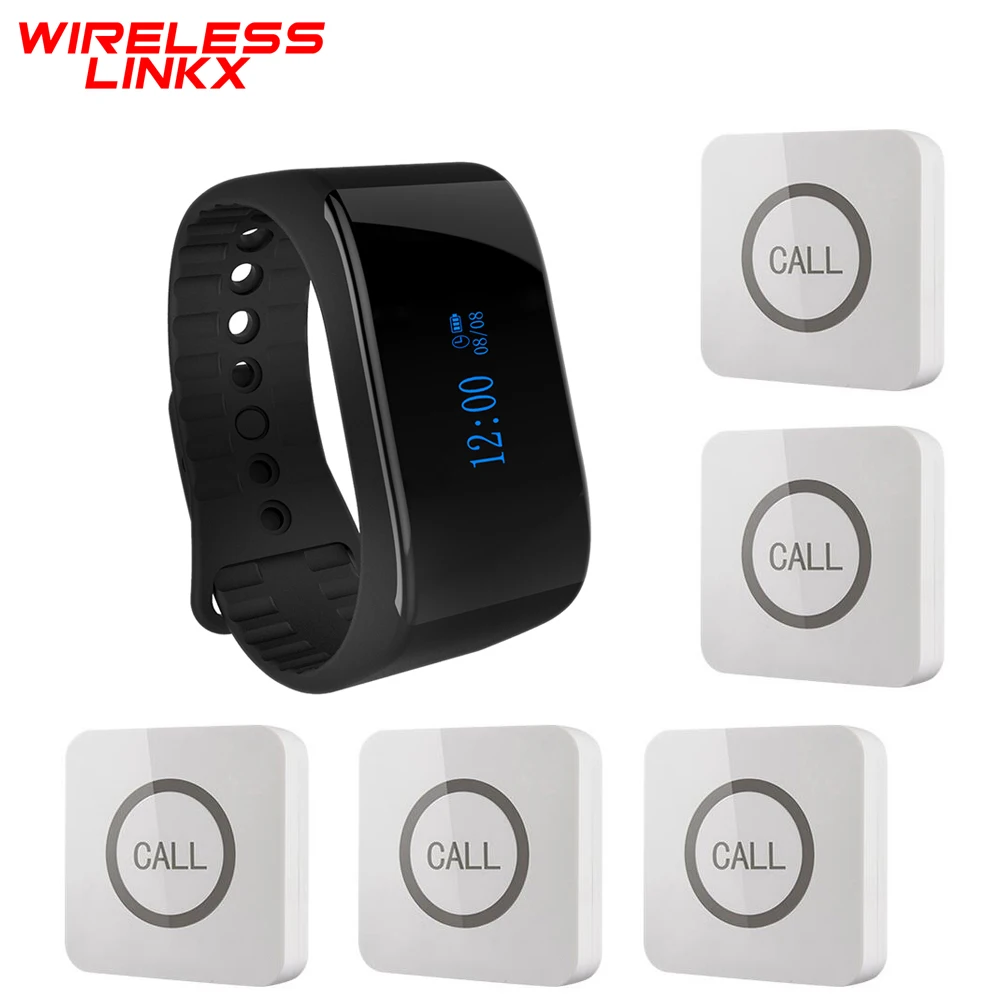

Wirelesslinkx Restaurant Waiter Caregiver Plant Bar Factory Wrist Watch Paging Wireless Hospital Nurse Calling System