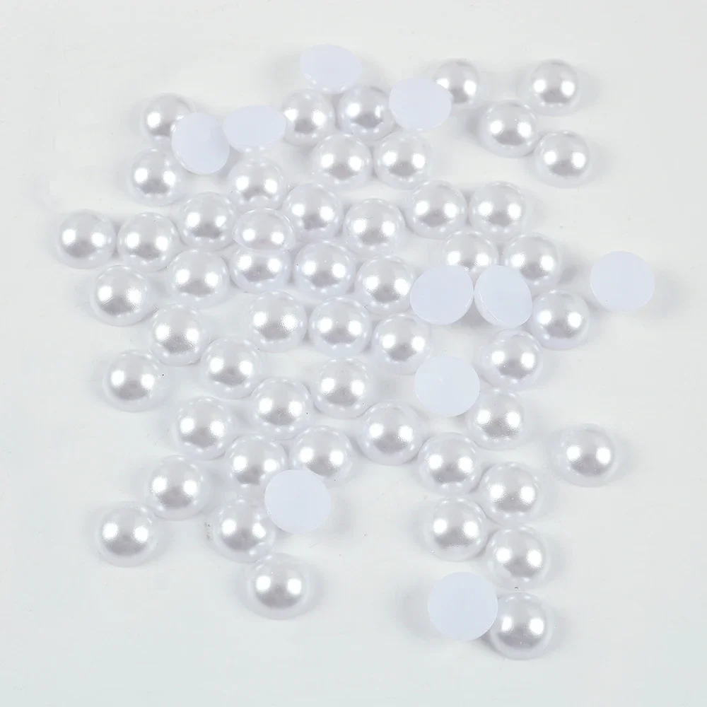 Imitation Pearl Beads Bridal White Color Mix Size 2mm-10mm Half Round Beads Imitation Pearl ABS Resin Flat Back Glitters For DIY Nail Craft Decoration