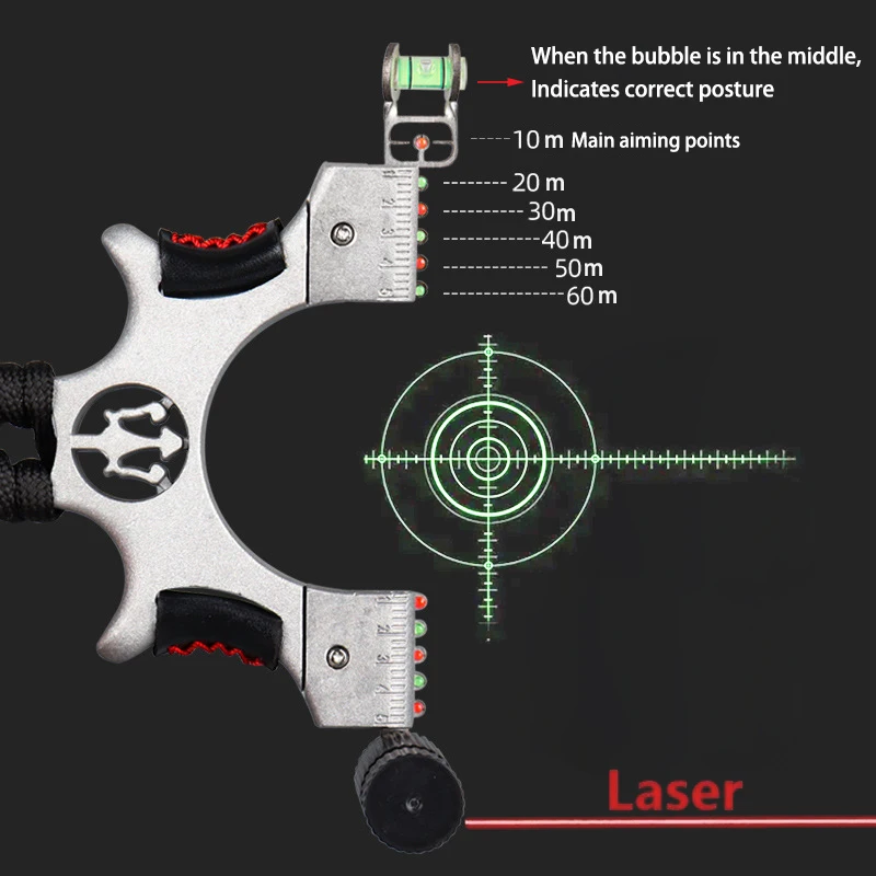 Laser Aiming Metal Slingshot for New Player Professional Slingshot Powerful Alloy Bow Shooting Outdoor Hunting Sling Shot steel slingshot