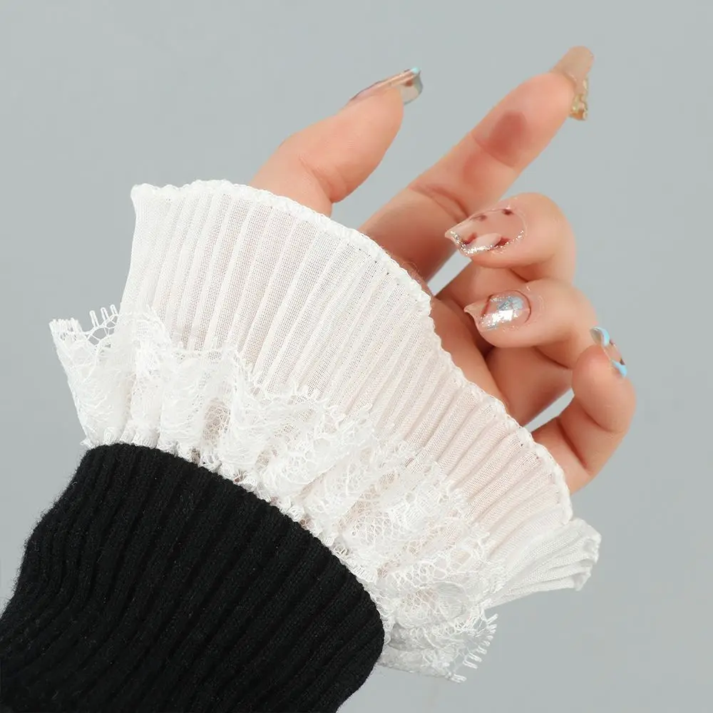 

1Pair Spring Autumn Scar Cover Gloves Arm Cover Fake Sleeve Ruffles Elbow Sleeve Detachable Sleeve Cuffs Lace Cuffs
