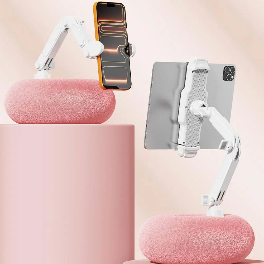 Foldable Plush Phone Holder Rotatable Car Sofa Bed Lazy Holder For Mobile Tablet Pillow Stand Adjustable For Reading On Bed