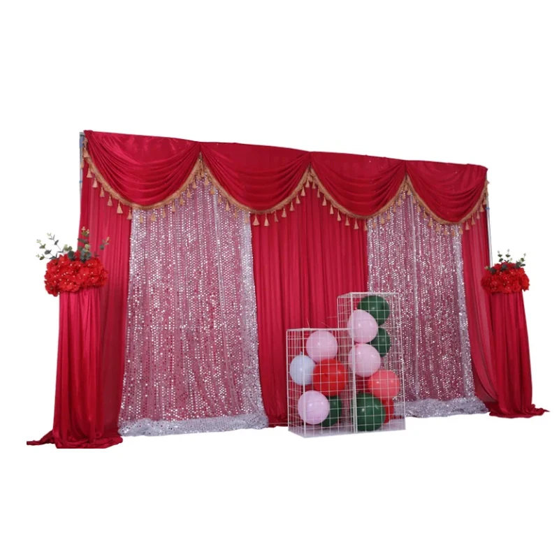 

10x20 футов индивидуальный свадебный фон занавеска фотография Банкетный сценический фон с блестками Шелковая драпировка украшение