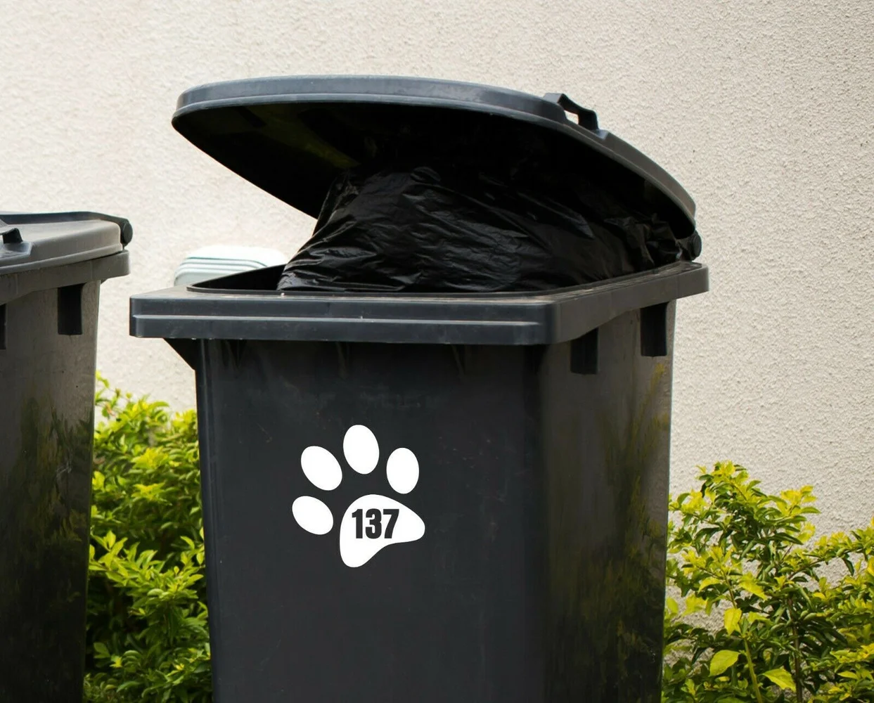 3 x Wheelie Bin номера наклейка с принтом лап переработанный знак собака кошка
