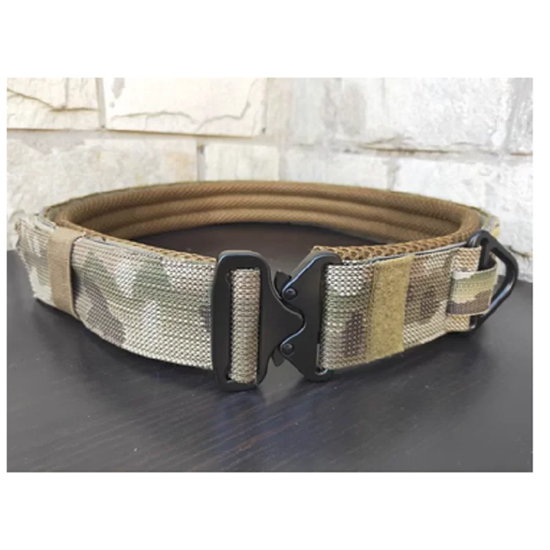 

Men's Outdoor Fighter Army Belt Airsoft Shooter Tactical Double Layer Hardened CP Imported Material Hunting Belt 50mm Wide