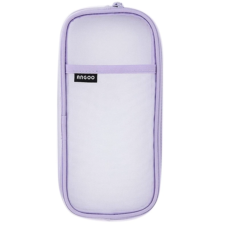 

Сетчатая ручка-карандаш ANGOO с молнией, прозрачная косметичка, косметичка, Многофункциональный Органайзер (фиолетовый)