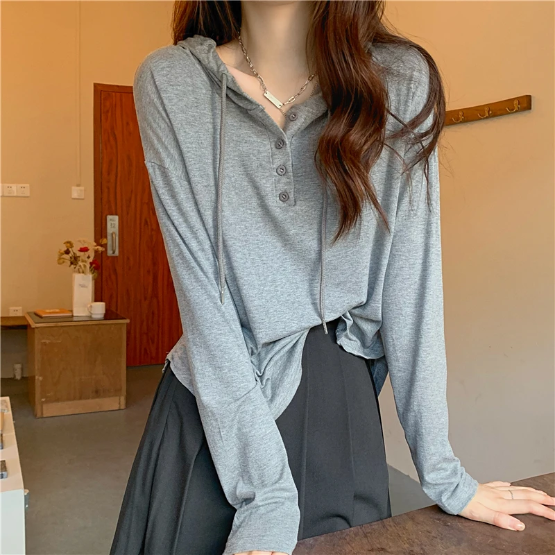 

Hooded Long Sleeved Irregular Spring Autumn Top Fashion Blouses 2022 Cheap Vintage Clothes For Women Female Clothing Harajuku