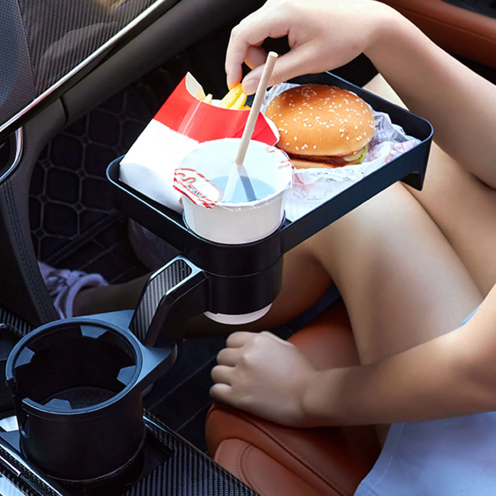 Cup Holder Tray For Car, Adjustable Car Tray Table, Car Tray For Eating  With Phone Slot And Swivel Arm, Car Food Table For Most Cup Holders, Road  Tr