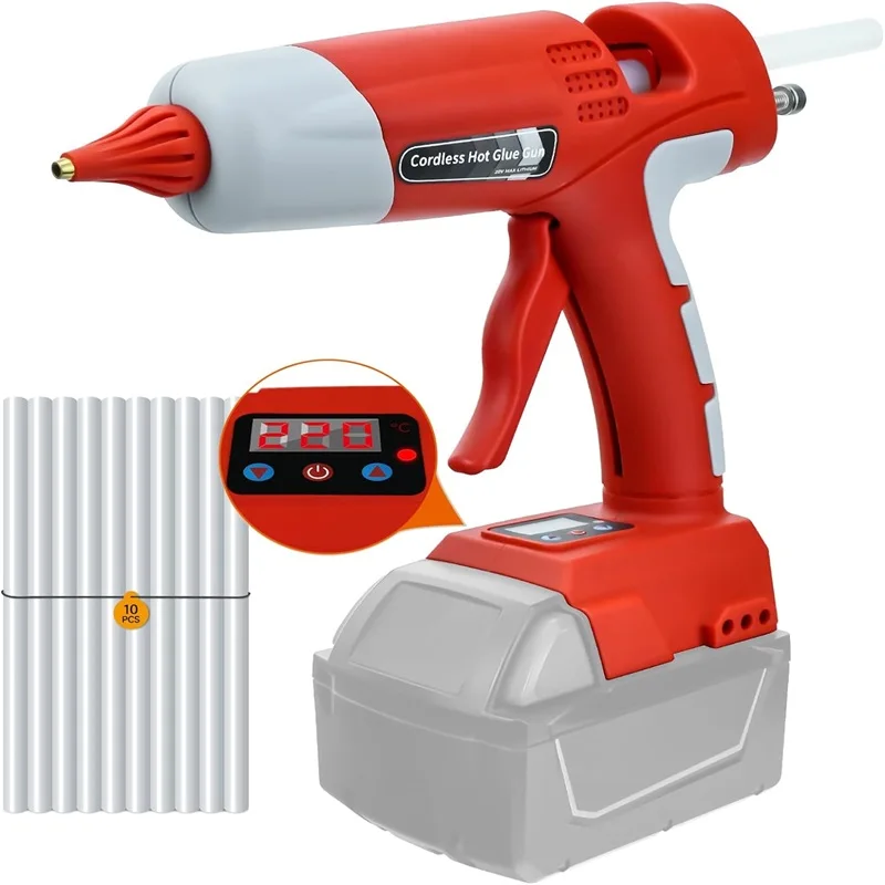 Pistola de Cola Quente sem Fio com Display Digital Lcd Pistola de Cola para Milwaukee Bateria Li-ion 18v Pré-aquecimento Rápido 30s 100w