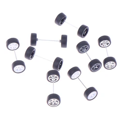 1Set DIY Racing Vehicle Toys 1:64 Car Wheels For Rubber Tire With Wheel Axle Model Modified Part