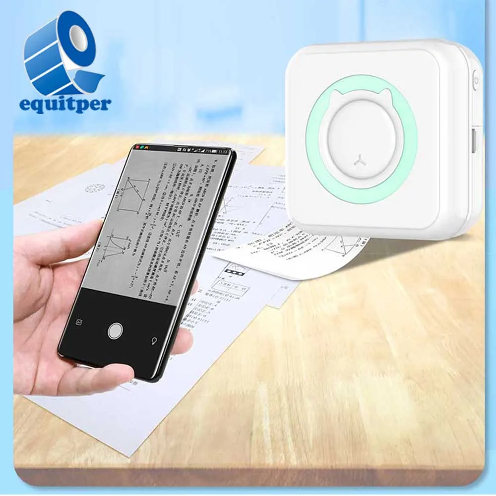 Stampante Equitper Sticky Note Handy Mini Printer Student Error Memo Termosensibile Bluetooth Phone Photo Profile Note Printer