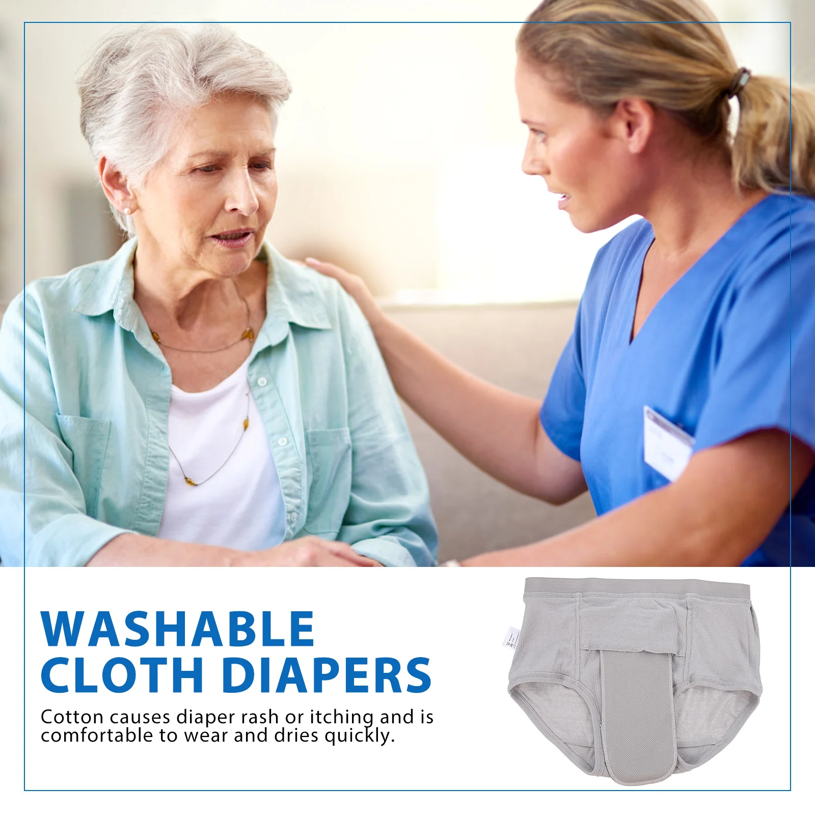 Panties Elderly Incontinence Diapers Reusable Adult Nappy Cloth Men and Women Grey Urinal 4