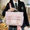 Japanese Backpack Bow Messenger Bag Student Checkerboard  Shoulder Bag For Teenagers Girls Backpack 1