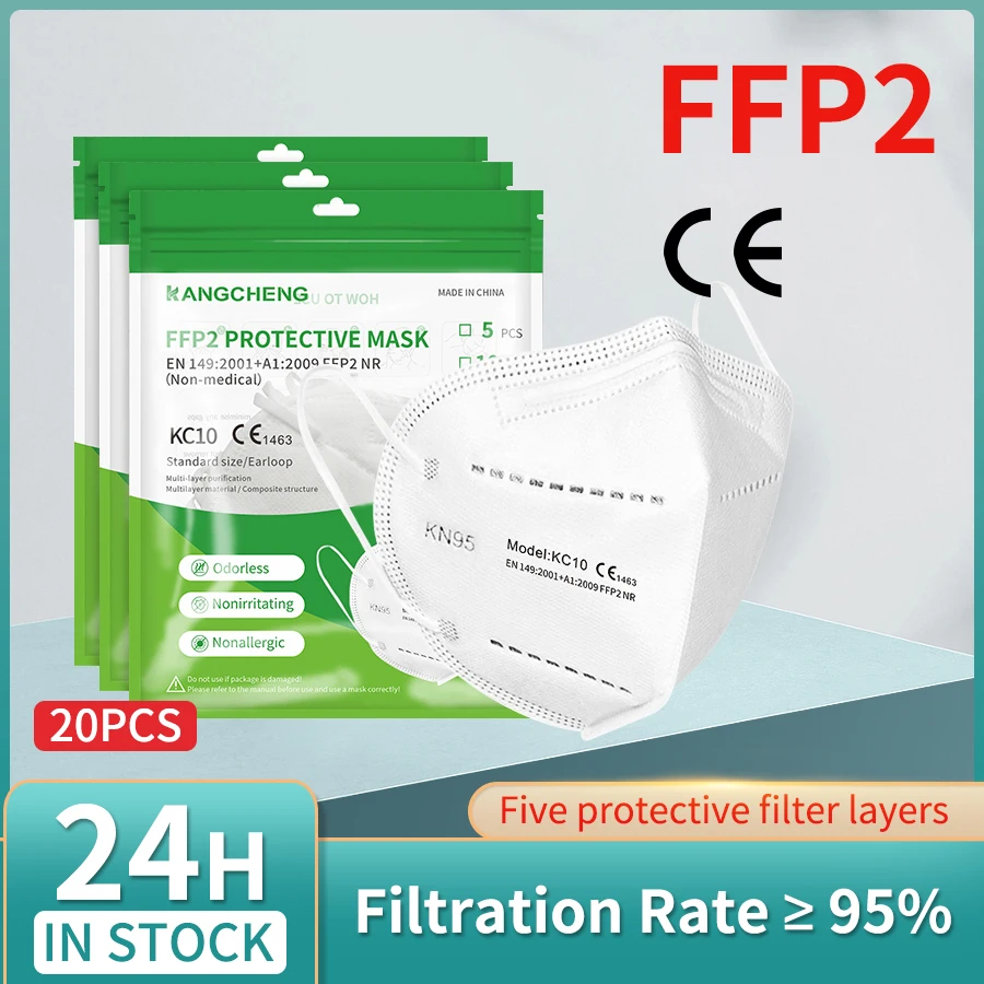 

10-100PCS KN95 Mask 5 Layers CE FFP2 Dust Masks Face Protective Mascarillas Filter Respirator New Arrival FPP2 Reusable Cover