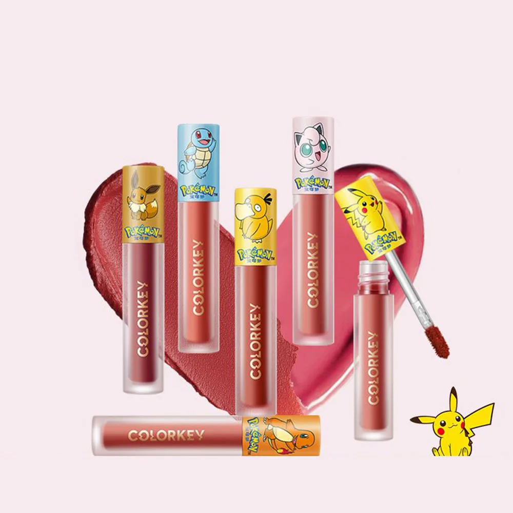 

Pokemon Pikachu Lip Gloss Cute Velvet Long Lasting No Fading Sexy Minority Lipstick Beauty Portable Makeup Christmas Gifts Anime