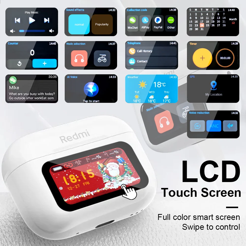 Xiaomi Wireless Bluetooth Earphones ANC Noise Reduction HiFi Stereo Sound Earbuds Touch Display Control Original Mijia Headsets 2