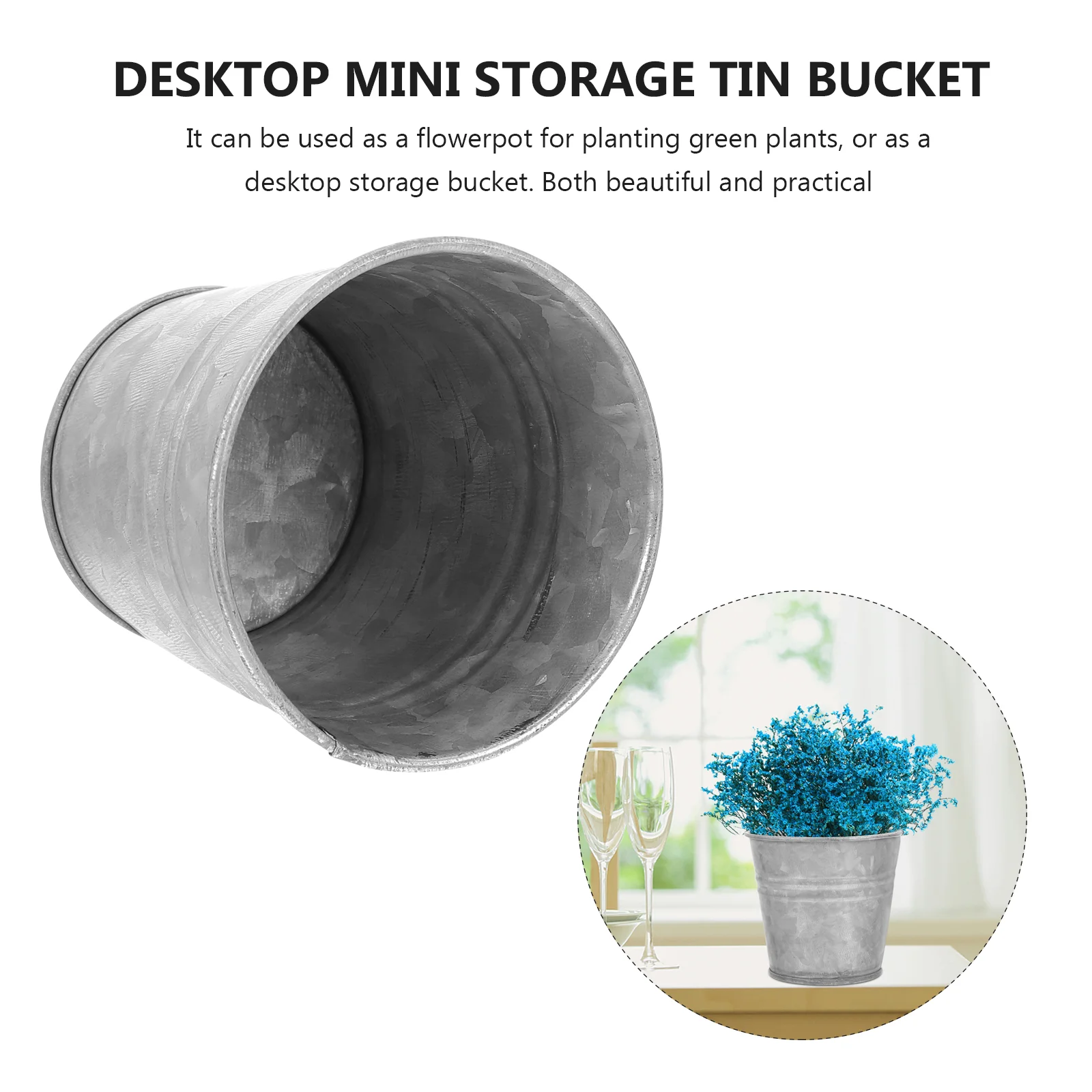 

2 Pcs Tin Flower Pot Water Pitcher Iron Bucket for Milk Jug Retro Vintage Style Decorative