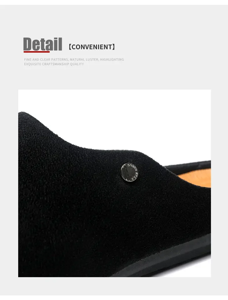 Office Casual Soft Bot Mule Slippers Men's Large Size Slip-On Clog Sle Breathable Flat Heel PU Leather Men oes