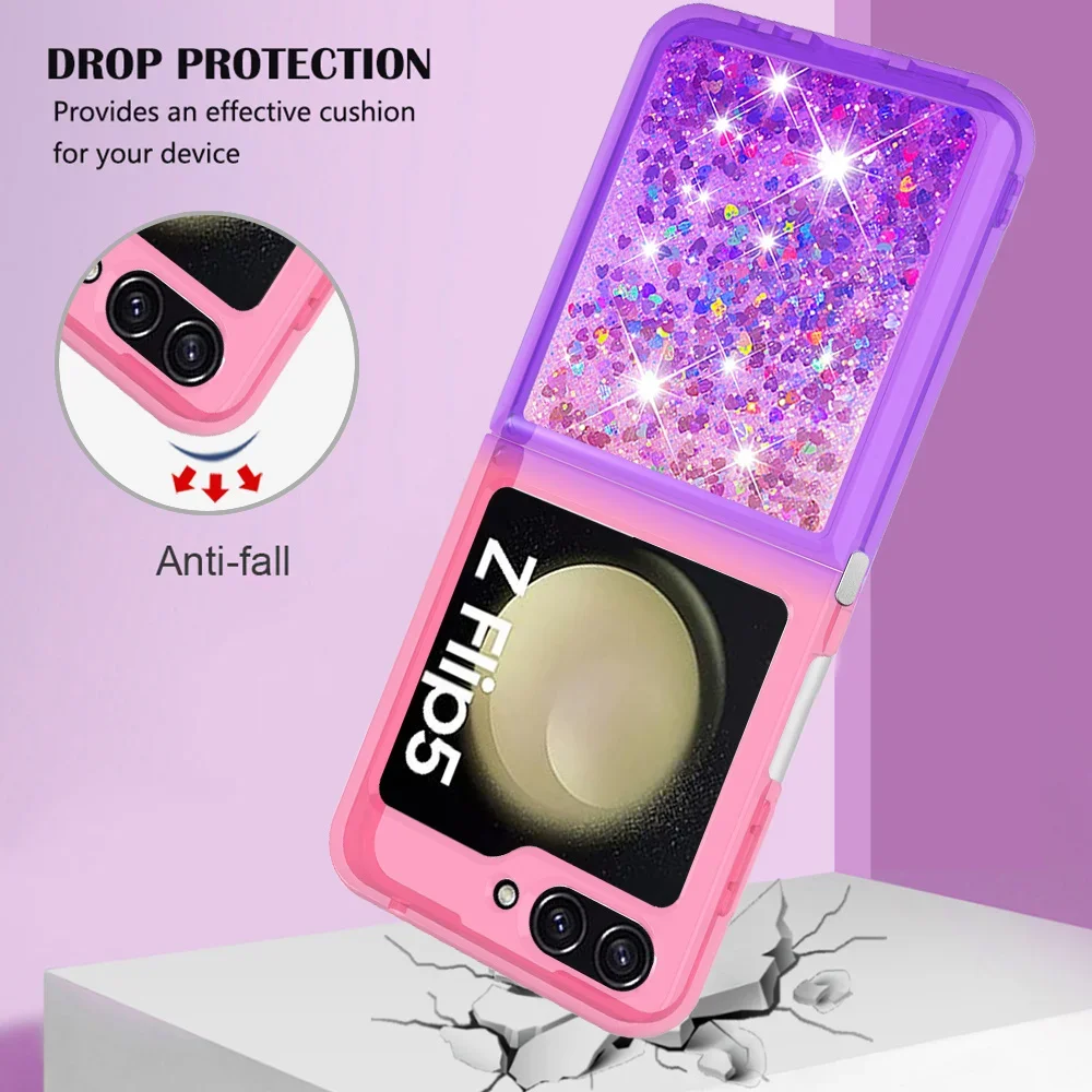 Luxury Glitter Quicksand Gradient Love Heart Bling Case Cover