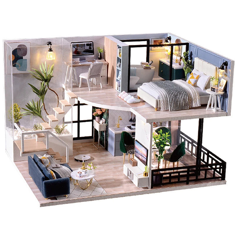 Miniature Doll House Diy Wooden Dollhouse with Furniture & Led