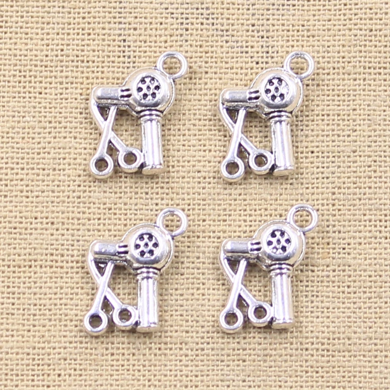 15 Stück Charms Barbershop Haartrockner Schere 15x12mm Antik Herstellung Anhänger passend, Vintage tibetische Silberfarbe, DIY handgefertigter Schmuck