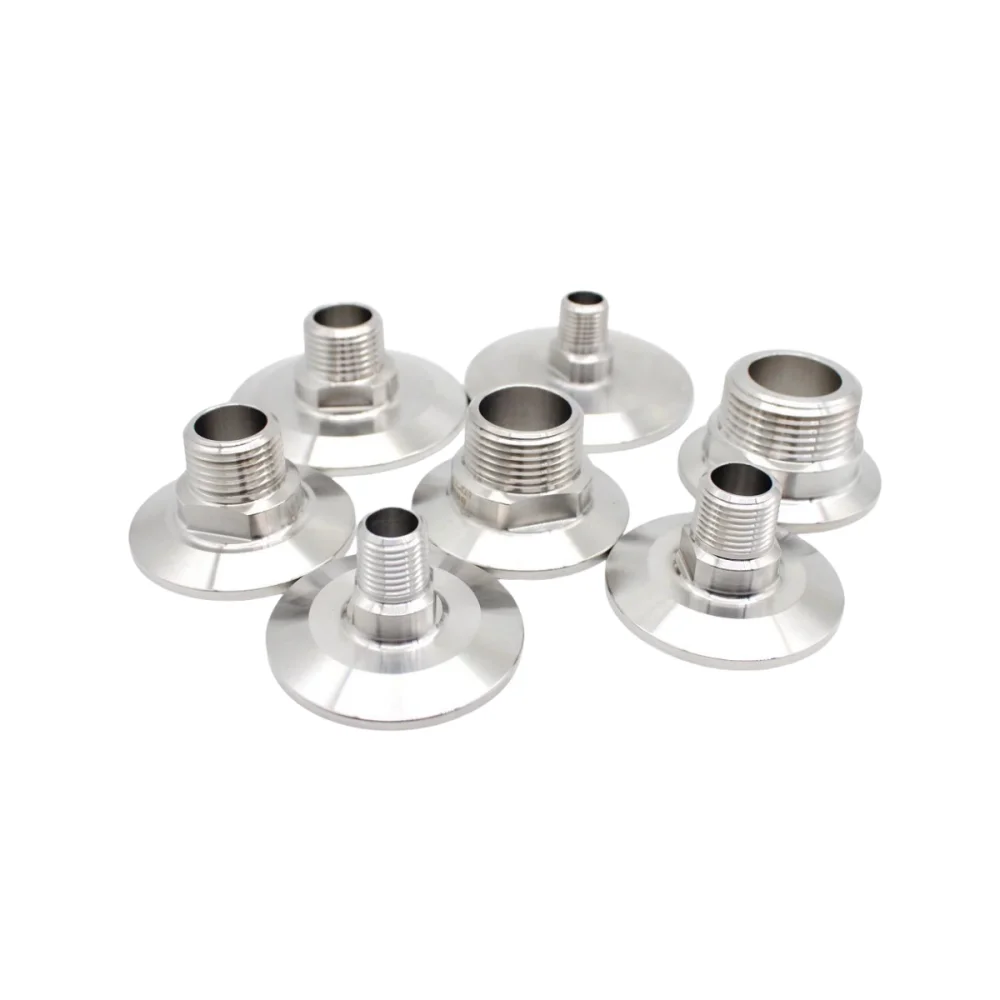 External Thread NPT1/4 " Chuck 64mm External Thread Adapter SS304 Tube Ferrule Pipe Fittings Tri Clamp Adaptor Connector