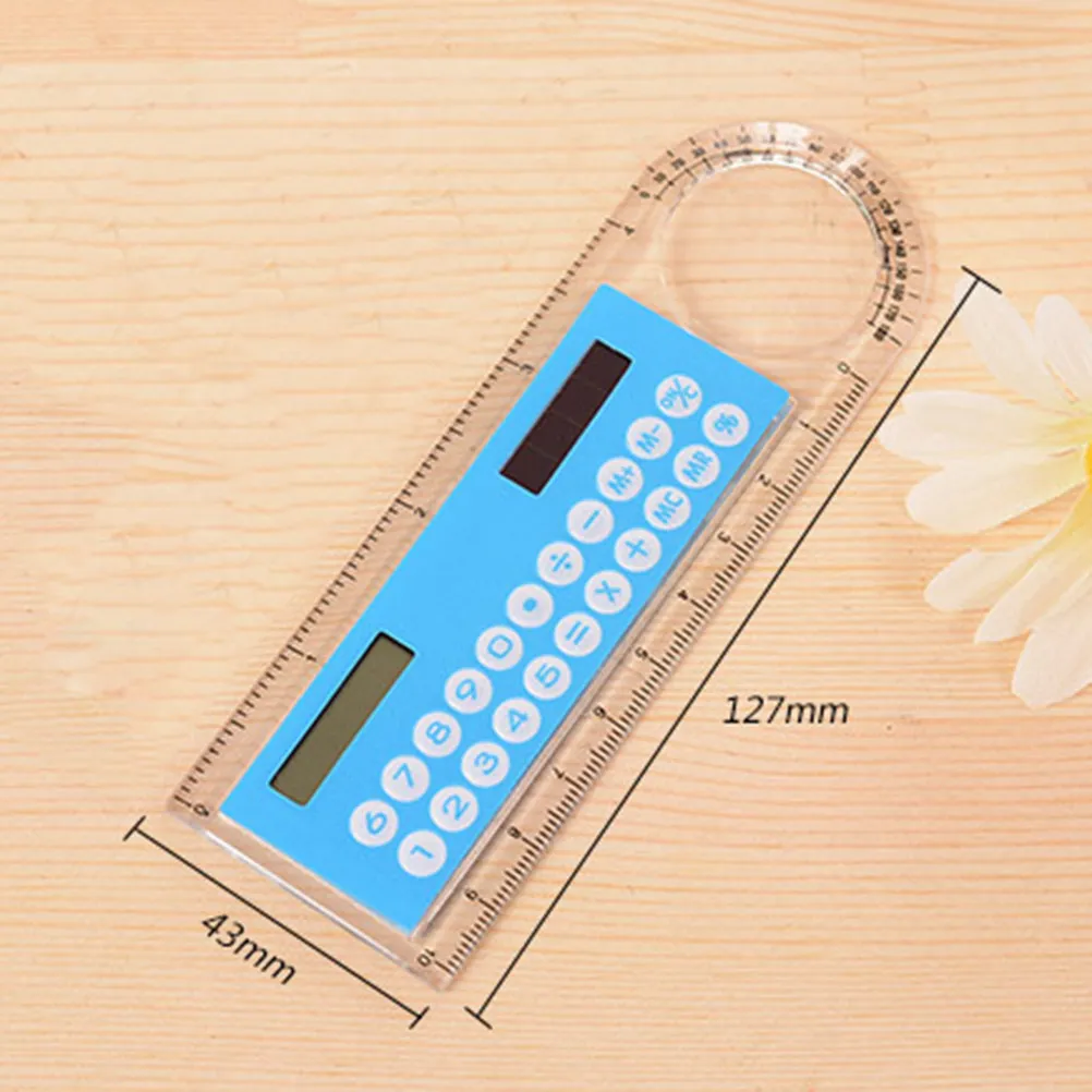 미니 10cm 계산기 기능이 있는 2-in-1 자, 귀엽고 컴팩트한 디자인, 학용품 문구류