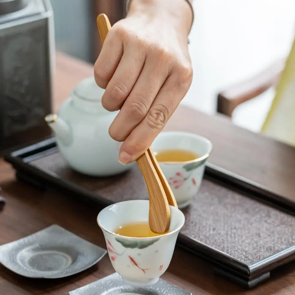 Tea Tweezer Bacon Tea Clip Tongs Bamboo Salad Food Toast Bend Clip Straight Clips Kitchen Accessories Teaware