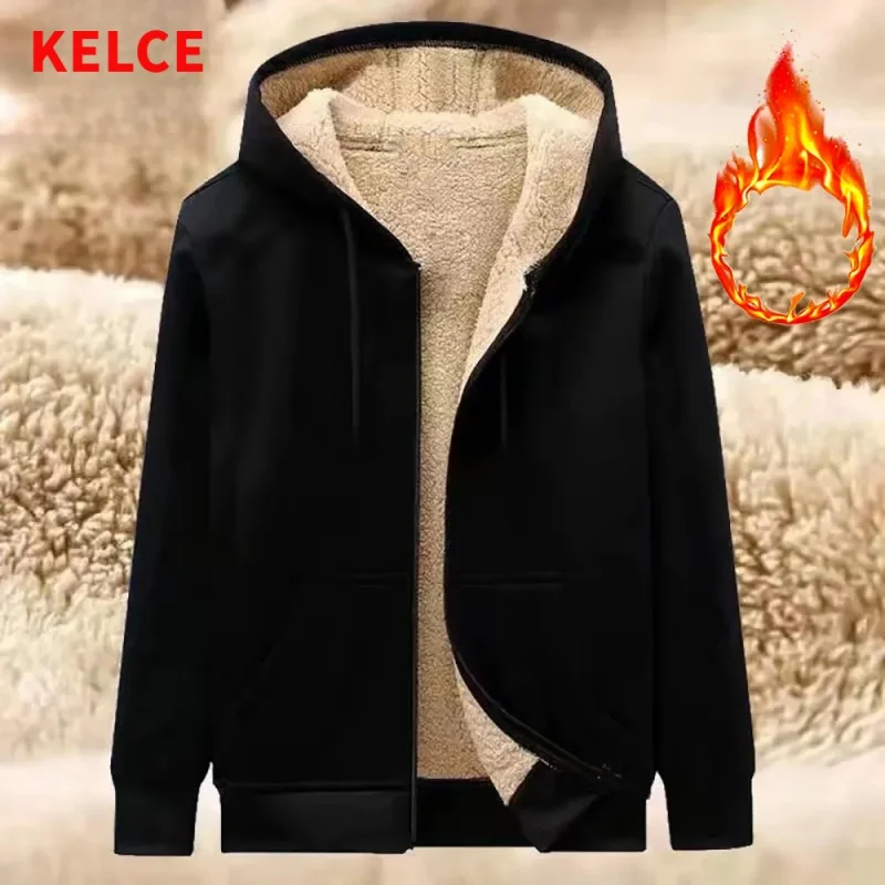 Inverno Addensare Uomo Giacche Con Cerniera Lambswool Warm Zip Up Felpe Con Cappuccio Felpe In Pile A Maniche Lunghe Casual Con Cappuccio Top