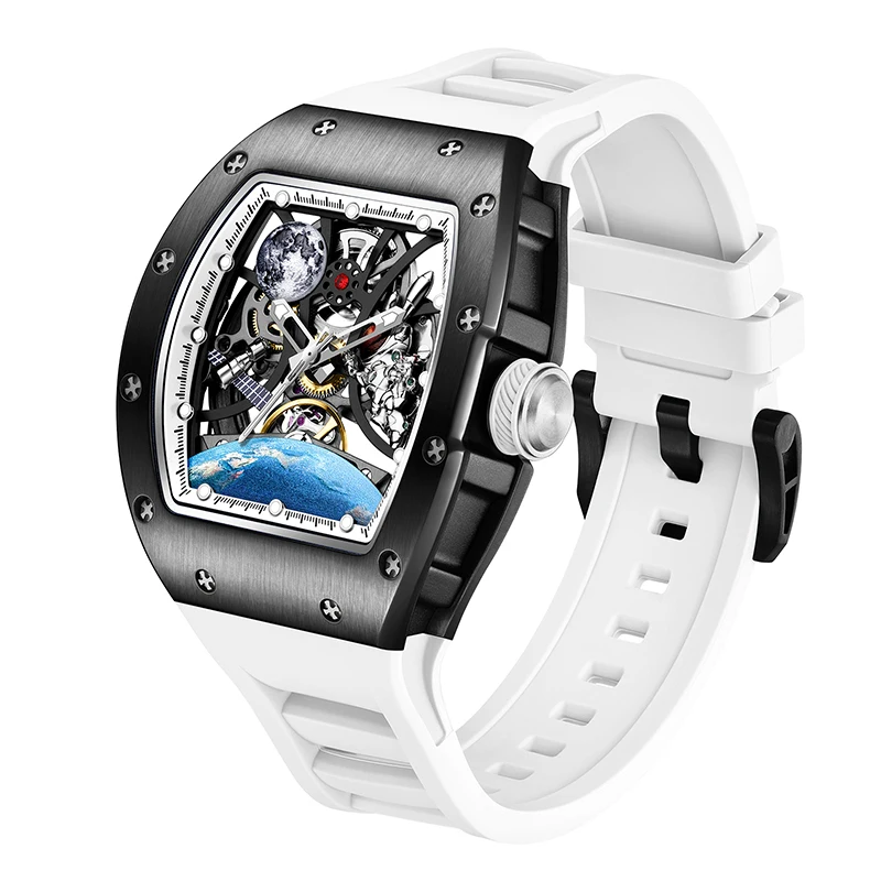 Hollow Automatic Mechanical Watch 5ATM Waterproof Sports Silicone