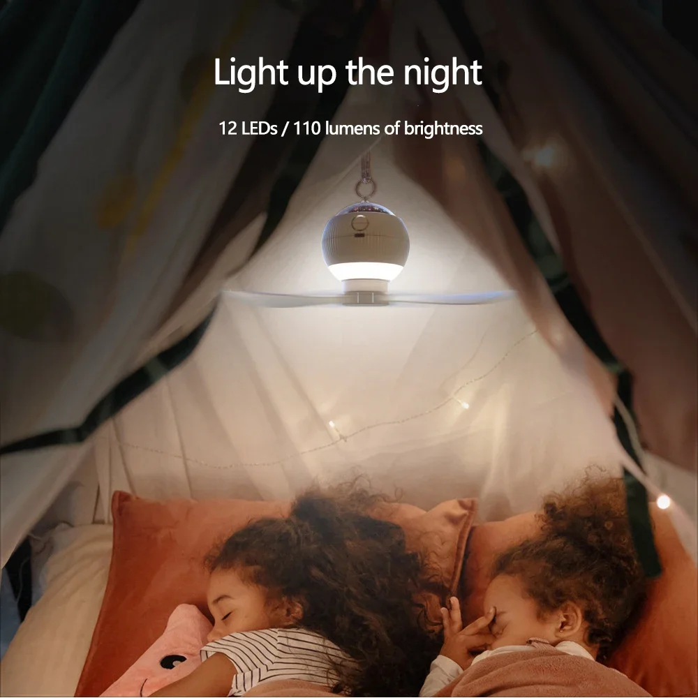 Projection Fan Light 3600mAh USB Rechargeable With Remote Control Portable Camping Light Bedroom Student Dormitory Lighting
