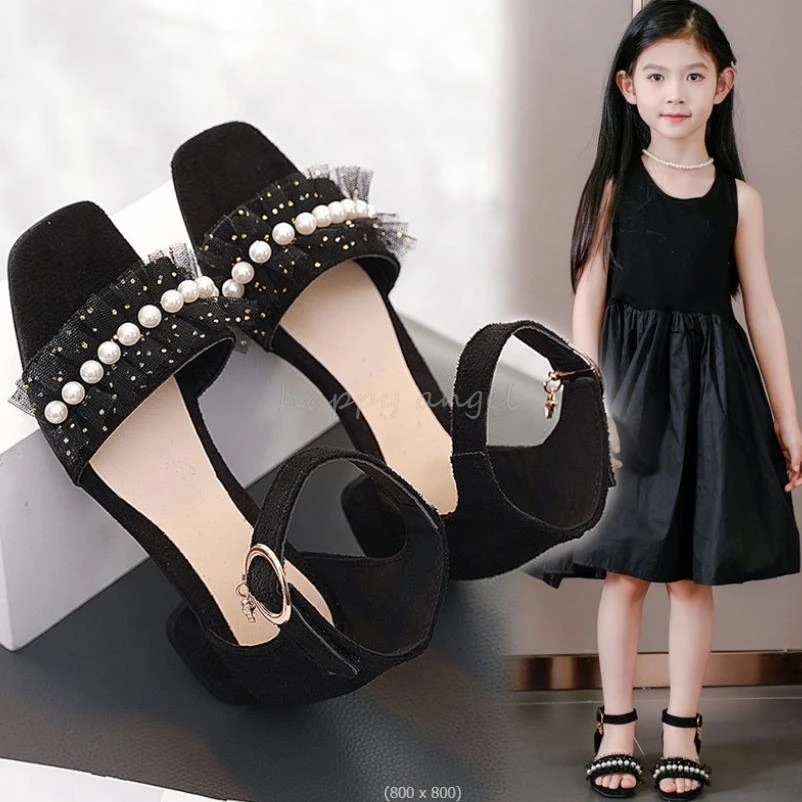 Summer Children Princess Sandals Kids Girls Wedding Shoes High Heels Dress Shoes Bowtie Red Pink Black For Girls