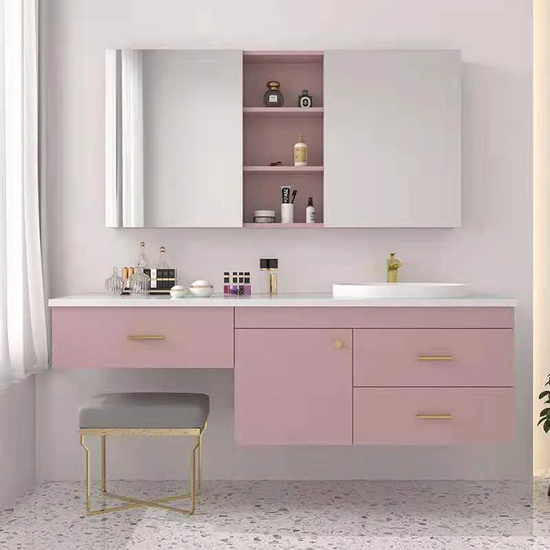 Bathroom Furniture Supplier Vanity Set with Wooden Makeup Table and Storage Cabinet