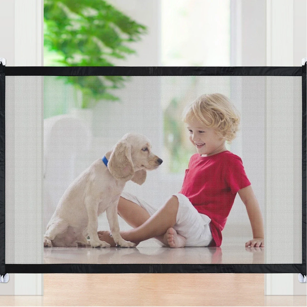 Pet Dog and Cat Enclosure Portable Folding Divider Net Home Punch-free Barrier Safety Net Safety Product Amazing Pet