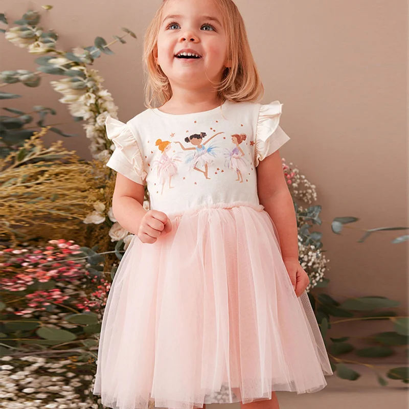 Jumping Meters 2-8T Summer Party Girls Dresses Tutu Princess Fairy Print Short Sleeve Birthday Wedding Baby Frocks Costume girls dress princess costume kids clothes