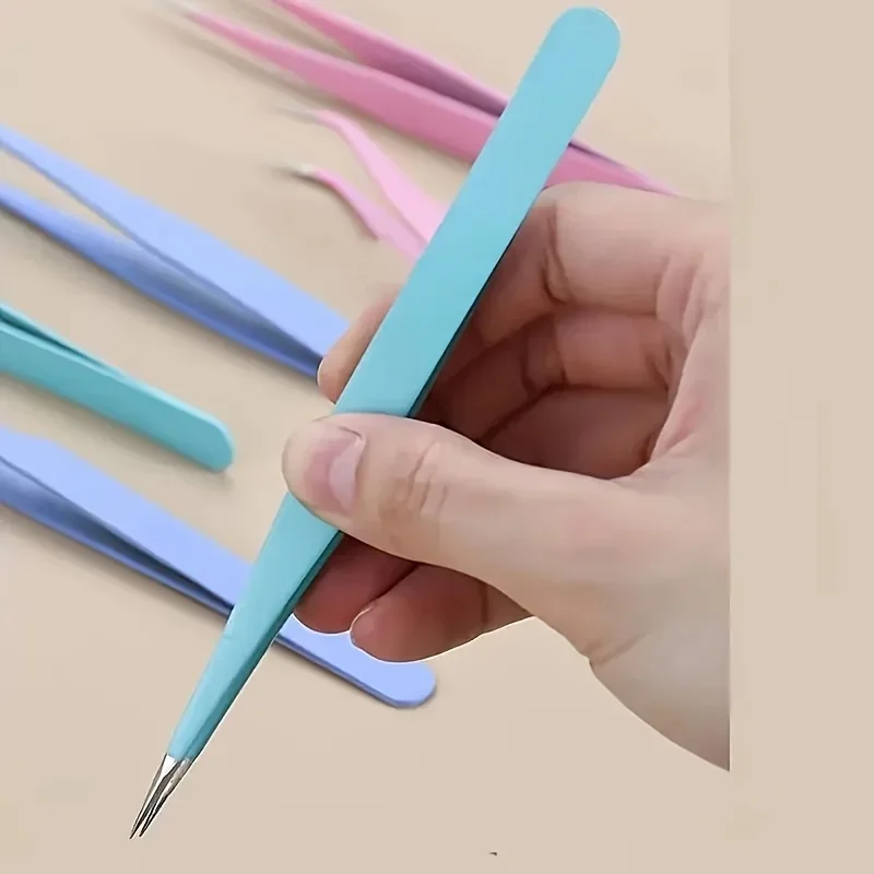 2pcs Stainless Steel Precision Tweezers Color Scrapbook Tweezers Straight and Curved Are Suitable for DIY Bead and Fine Projects
