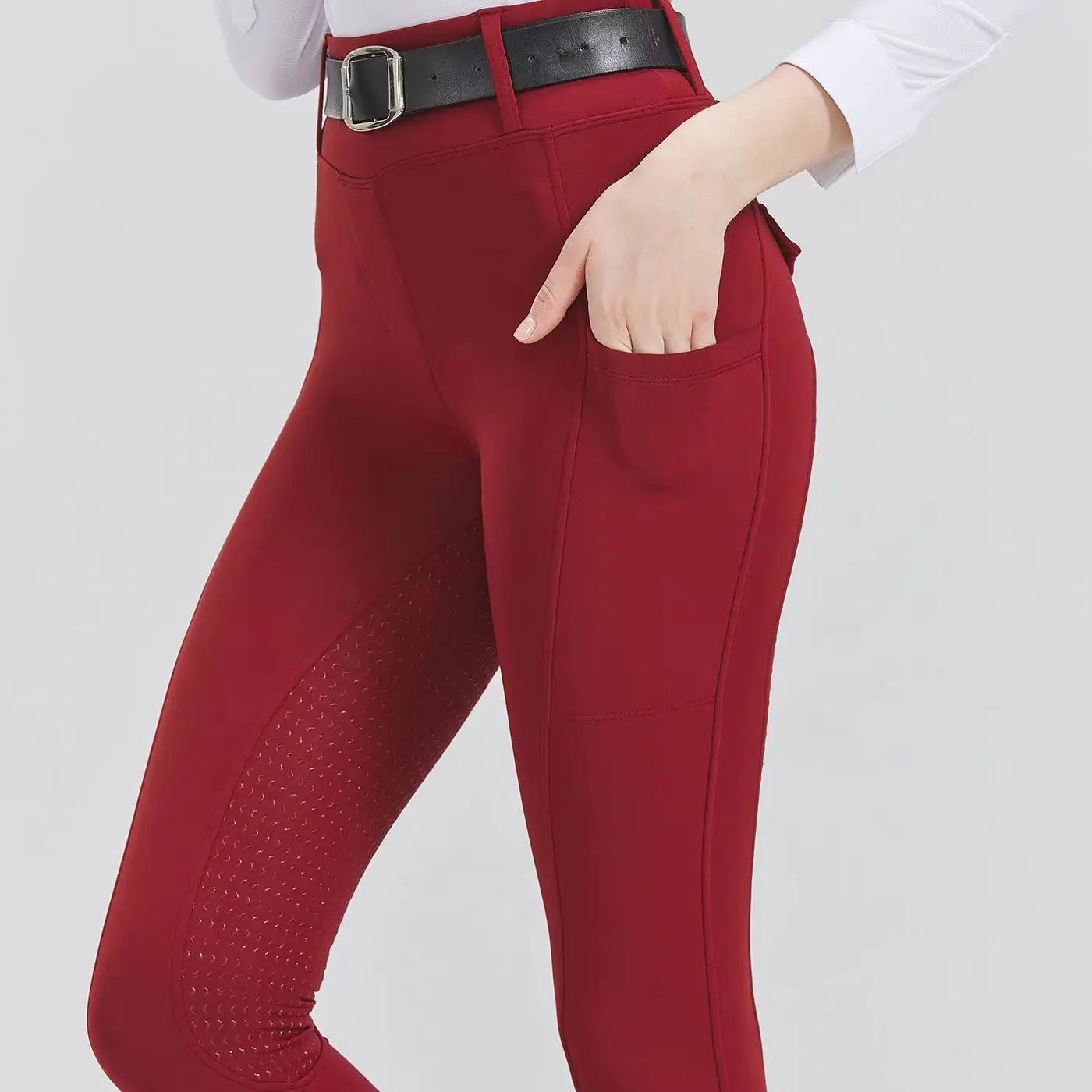 2023 New Women's Riding Tights Knee-Patch Breeches Equestrian Autumn Winter Horse Riding Pants Schooling Tights Zipper Pockets