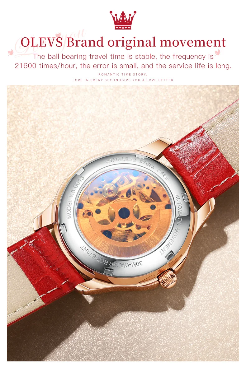OLEVS 6613 Automatic Mechanical Women Watch description image 5