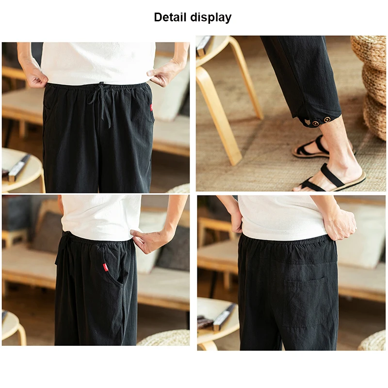 Description Picture 3 of itemSummer Cropped Pants, Men's Casual Linen Shorts, Loose Pants, Summer Cotton Linen Thin Style, Fashionable and Comfortable