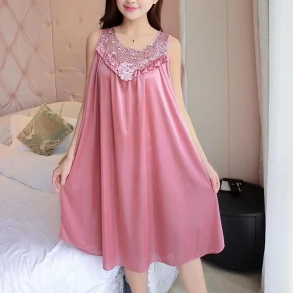 

Great Night Dress Lightweight Comfy V-neck Home Clothing Ladies Night Shirts Sling Sleepwear Silky Touch