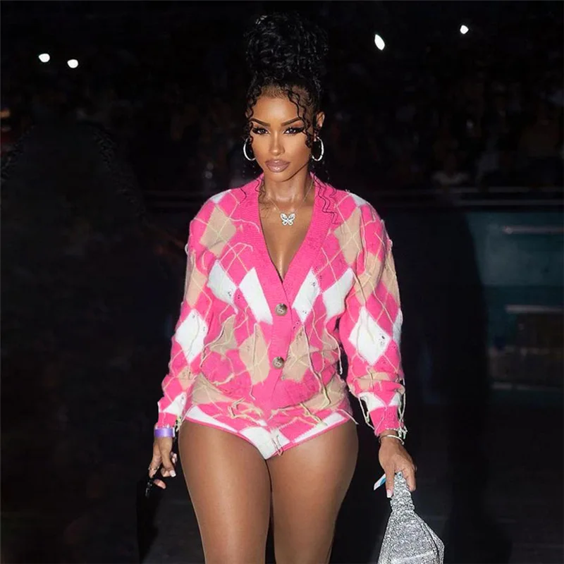 

Женский комплект из 2 предметов, осенний костюм, хипстерский клетчатый кардиган с бахромой и шорты мини-стрейч, модная подходящая уличная одежда