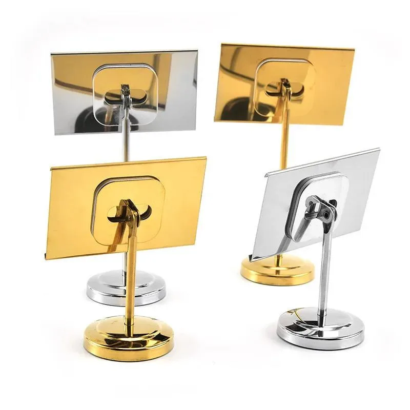 90x55mm Stainless Table Number Place Card Holder Price Label Paper Tags Metal Restaurant Menu Note Sign Holder Display Stand
