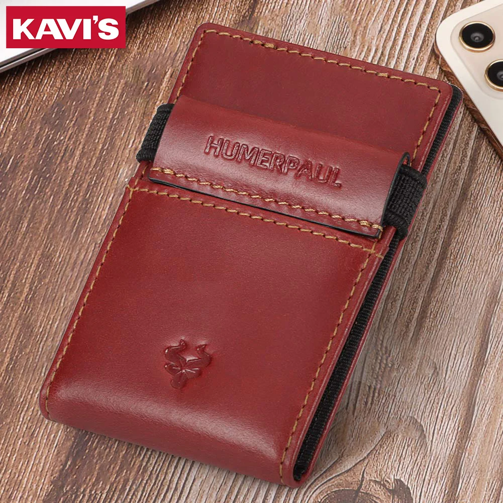 RFID Slim Genuine Leather Credit Card Holder Wallet for Men Portable Mini ID Bank Cardholder Case Business Male Money Clip