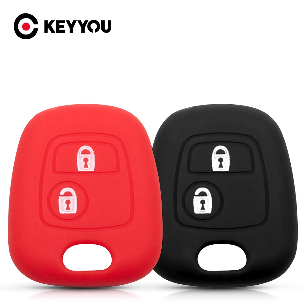 Силиконовый чехол KEYYOU с 2 кнопками для Peugeot 106 107 206 307 207 408 Citroen C1 C2 C3 C4 Berlingo Xsara Picasso