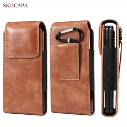 Genuine Leather Fanny Pack Phone Pouch with Belt Clip for SAM Z Fold 3 (Brown)