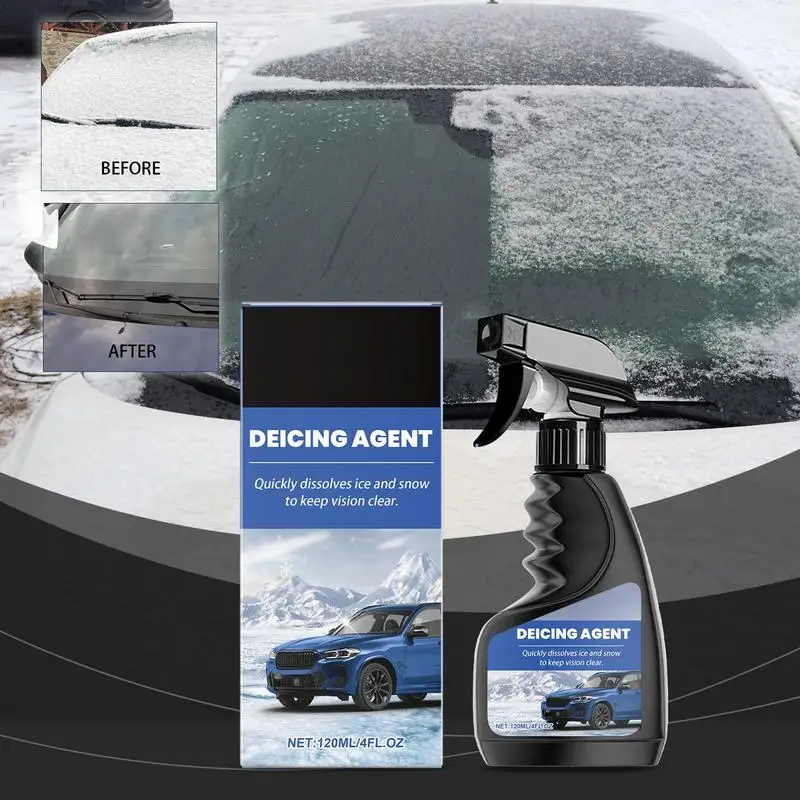 Windshield Defroster Spray Fast-Acting Windshield Deicer Car Defroster Spray 120ml Car Window Cleaner Winter Accessories