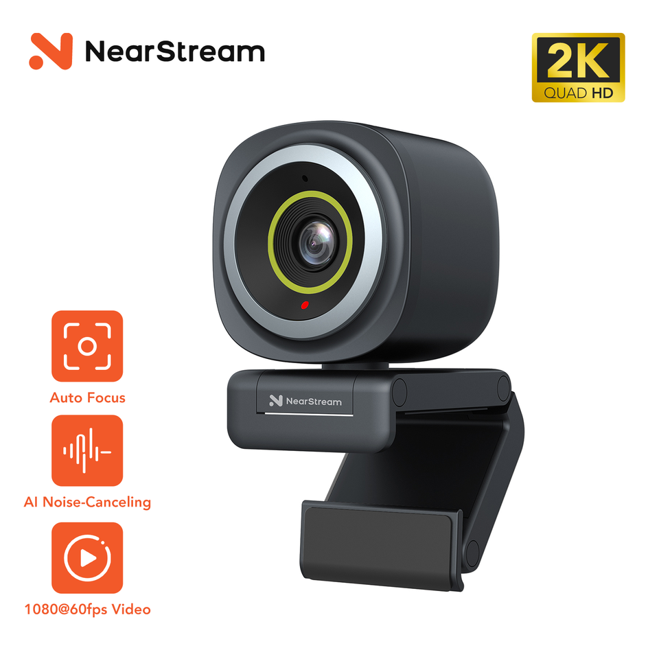 NearStream 1080P@60FPS USB Webcam with AI Noise-Canceling Microphone Software Auto Focus PC Camera With Microphone Plug-and-Play
